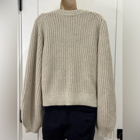 Boden Chunky Knit Sweater Ribbed Wool Alpaca Crewneck Beige Large Quiet Luxury - Picture 5 of 12